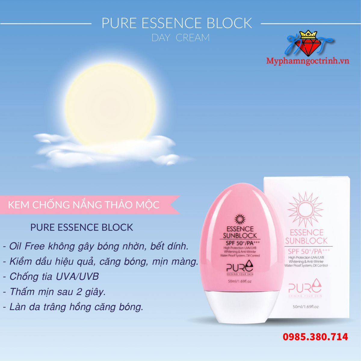 Công dụng kem chống nắng Pure Essence Block